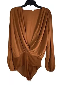 Verdusa Women's Long Sleeve Wrap V-Neck Leotard Jumpsuit Bodysuit Sz XL - Picture 1 of 5