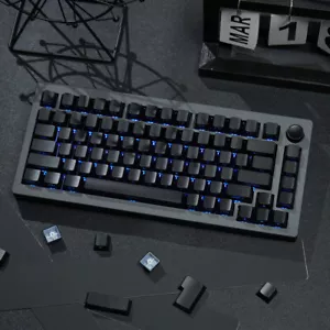 Cherry Profile Solid Pure Black Doubleshot Side Printed PBT Keycap Set -131 Keys - Picture 1 of 13