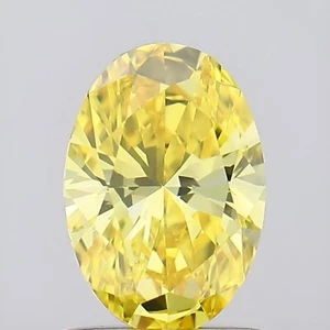 0.72ct Fancy Vivid Yellow VVS1/EX/EX Oval Lab-grown Loose Diamond IGI Certified - Picture 1 of 8