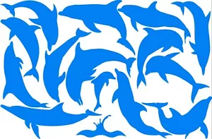 Dolphin vinyl stickers Kids Bedroom Decal window Boys bathroom wall - Picture 1 of 2