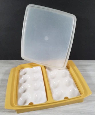 GUARDIÁN/PORTADOR DE HUEVOS DE COLECCIÓN TUPPERWARE DEVILED #725 Cosecha Oro Foto 1 de 4