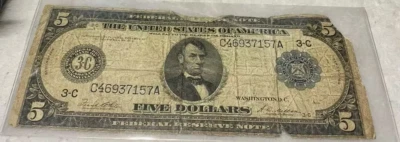 USA 5 Dollar Silver Certificate 1914 FW / AWM Philadelphia, PA #C46937157A - Image 1 of 2