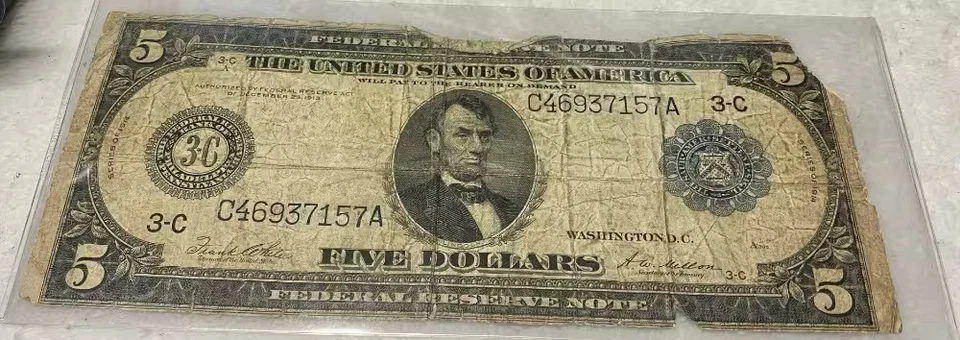 USA 5 Dollar Silver Certificate 1914 FW / AWM Philadelphia, PA #C46937157A - Image 1 of 2