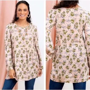 MUJER MATILDA JANE ROSA FLORAL COMO UNA DAMA TÚNICA TOP BLUSA MEDIANA - Imagen 1 de 9