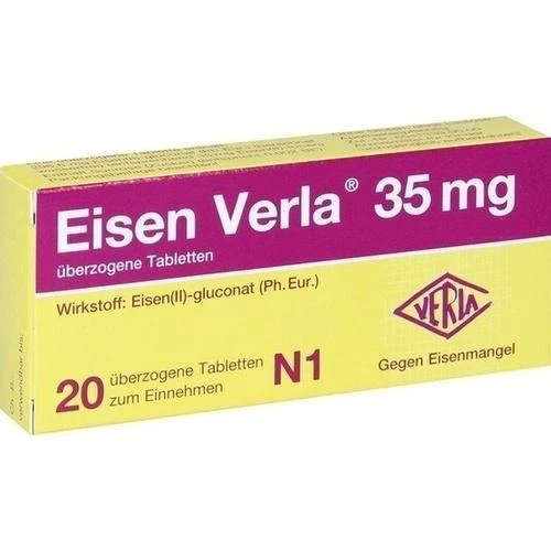 VERLA-PHARM ARZNEIMITTEL GMBH & CO. KG EISEN VERLA 35 mg überzogene Tabletten 20 St PZN 11163863