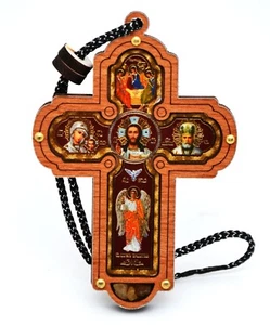 Ikone Kreuz Auto Автомобильная Holz икона крест распяти на дереве 7,5x5,5x0,5 cm - Bild 1 von 1