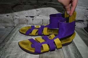 Arche Sz EU38/US7 Purple Green chartreuse artsy comfort gladiator buckle sandals - Picture 1 of 11