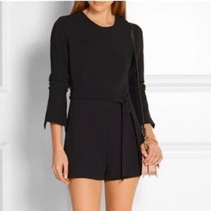 NWT Elizabeth & James Lucille Black Belted Long Sleeve Romper Size 8 - Picture 1 of 14