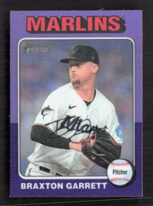 2024 Topps Heritage Hot Box refractor cromado púrpura #319 Braxton Garrett - Imagen 1 de 2