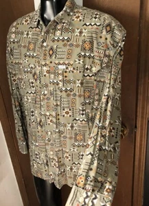 Vtg 80-90s USA GUESS Georges Marciano Aztec Button-up Western Shirt Mens 4 M ? L - Picture 1 of 18