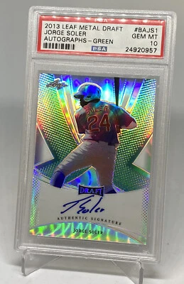 2013 Leaf Metal Draft JORGE SOLER RC GRN  Refra Auto 3/10 PSA 10 GEM MINT POP 1 - Image 1 of 4