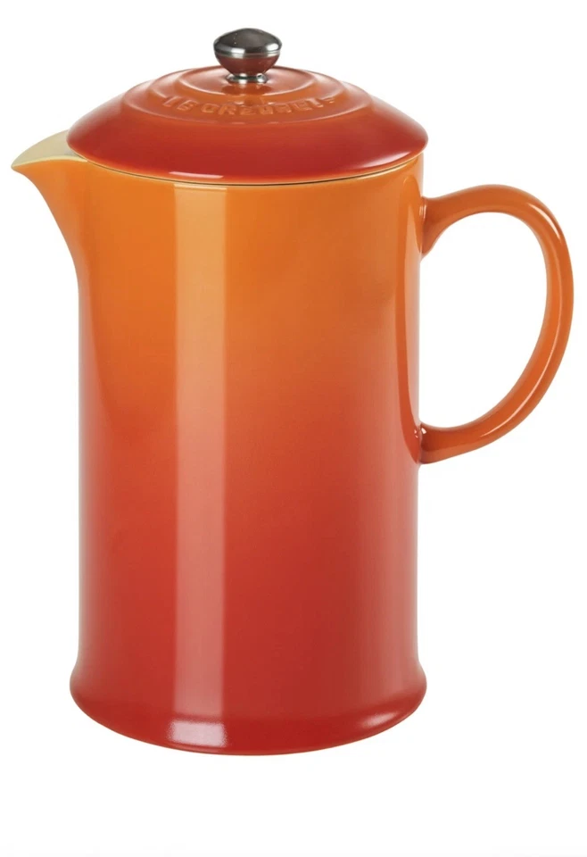 Cafeteira Le Creuset grés rara imprensa francesa 6-4 laranja chama 34 oz - Imagem 1 de 4