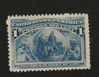 US Scott #230 mint never hinged 1c blue 1893 Columbian Expo Issue, og vf, fresh - Image 1 of 2