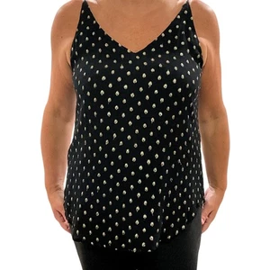 Canotta donna LOFT nera e oro a pois senza maniche cami scollo a V taglia M - Foto 1 di 7