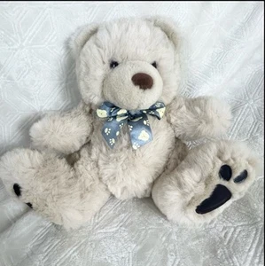 Vintage Brown and White Teddy Bear Stuffed Plush with a Paw Bow Tie Dan Dee - Picture 1 of 10