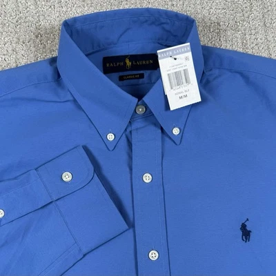 NWT Polo Ralph Lauren Mens Medium Classic Fit Performance Blue Button Down Shirt - Image 1 of 4