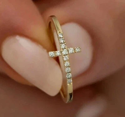 2 Ct Round Cut Lab Created Diamond Women's Wedding Ring 14K Yellow Gold Plated - Image 1 of 4