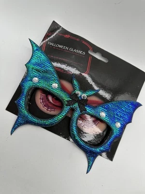 Colorful Iridescent Halloween Bat Theme Masquerade Party Mask Glasses - Image 1 of 4