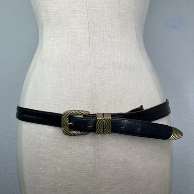 Cinturón Dooney & Bourke Vintage Cuero Negro Talla 36 Hecho en EE. UU. Hebilla de Latón Sólido Foto 1 de 4