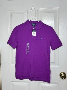 Polo Ralph Lauren Shirt Boys Size Medium 10-12 Purple Short Sleeve Collar - Picture 1 of 4
