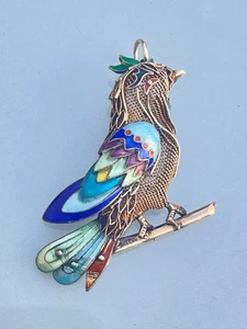 China Export Solid Silver Pendant, Silver and Enamel, 6cm L Gold Plated - Picture 1 of 6