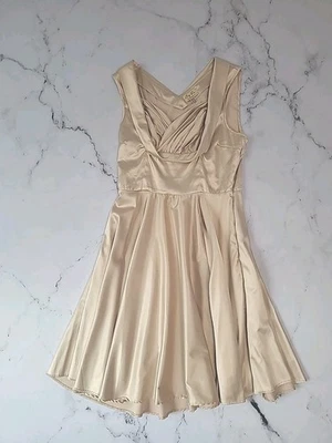 Lindy Bop gold dress Women XL UK 16 1950s Vintage Pin Up Inspired Holiday Party - Image 1 of 4