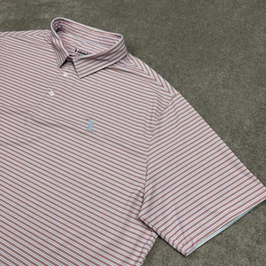 Local Boy Outfitters Polo Shirt Mens 2XL Red Blue Striped Performance Golf Stret - Picture 1 of 8