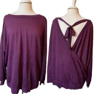 Roaman's NWOT Open Back Knit Sweater Women's 1X Purple Metallic Sexy Whimsigoth - Image 1 of 4