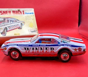 Illco 1971-72 Mustang Rusher Mach 1 Tin Car Bump 'N Go In Box Great Shape - Picture 1 of 12