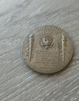 Moneda medalla de bronce inaugural presidencial de colección John F. Kennedy 1961 JFK de 3 pulgadas Foto 1 de 3