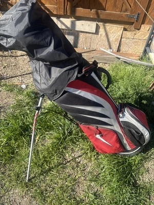 Nike Stand Carry Golf Bag 6-Way Divider, Black/Red Dual Strap, Raincover - Image 1 of 4