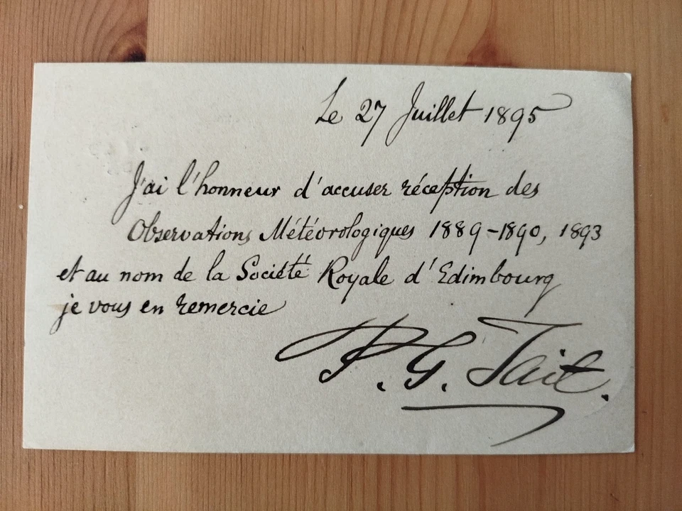 Autograph postcard Peter Guthrie Tait 1895 Scientist Edinburgh Helsinki  - Bild 1 von 3
