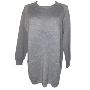J.Crew grau Stretch 100% Merinowolle Tunika Pullover Gr. Small weiche Taschen - Bild 1 von 6