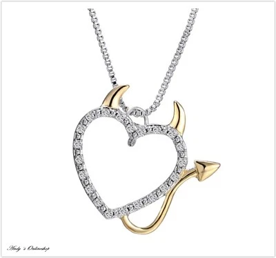 Damen Halskette Herz Zirkon Anhänger Frauen Schmuck Kette 925 Silber Gold - Bild 1 von 4