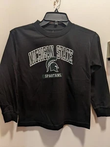 Michigan State Spartans Children's Large (7) Black Long Sleeved T Shirt New - Picture 1 of 4