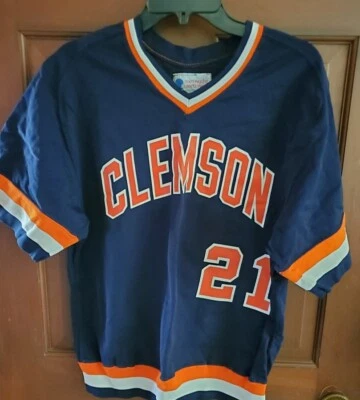 CAMISA VINTAGE DE JOGO DE BEISEBOL CLEMSON (DÉCADA DE 1980) ***NÃO RÉPLICA*** - Imagem 1 de 2