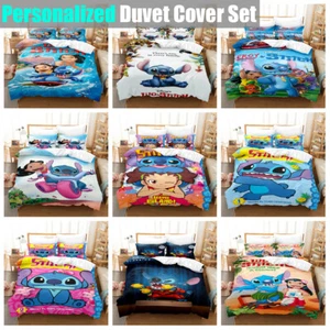 3D Lilo Stitch Doona Duvet Quilt Cover Bedding Set Single Double Queen King Size - Picture 1 of 20