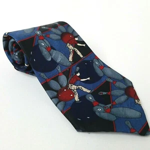 American Sports Bowling Thema Herren Krawatte Krawatte blau rot - Bild 1 von 4