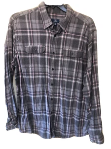 George Men's Gray Pink Plaid Flannel Shirt Size XL - Picture 1 of 3