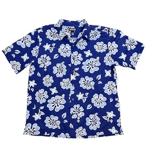 Camisa Hawaiana Lands End Para Hombres Hibisco Talla L 100% Algodón Tiki Tropical Playa - Imagen 1 de 8