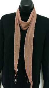 Express Coral Pink Beaded Scarf, Tie, Sash, NEW Glass Beads - Picture 1 of 8