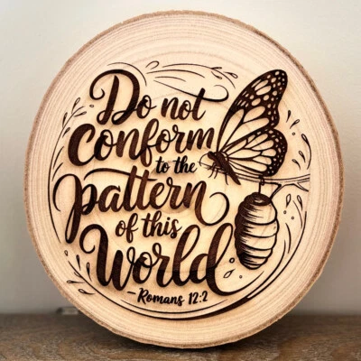 Letrero de madera grabado Romanos 12:2 - No conformes arte de pared religioso grabado Foto 1 de 4