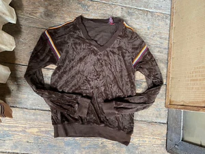 Madrigal Womens Top Brown Activewear Velour Top Shirt Sweatshirt Medium - Picture 1 of 6