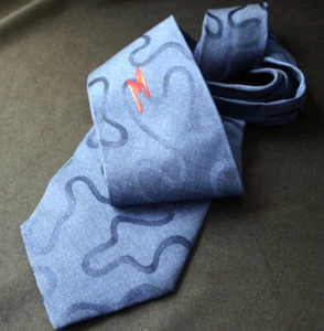 CLAUDE MONTANA Red M on Blue Jacquard Silk Tie - Picture 1 of 3