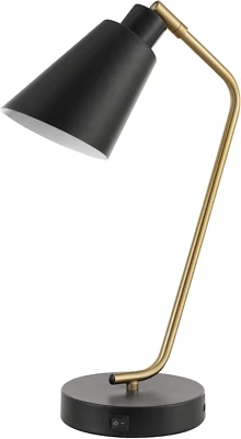 Electric 52095 Belmont 17" Desk Lamp, Matte Black, Antique Brass Accents, Fast C - Image 1 of 4