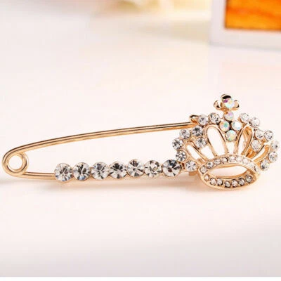 Sicherheitsnadel Brosche mit Kristall Straß Hockzeit Schmuck - Bild 1 von 3