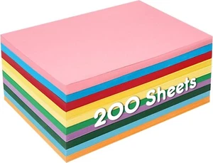 200 Sheets Colored Cardstock, Lightweight Construction Paper Color Copy Paper fo - Picture 1 of 1