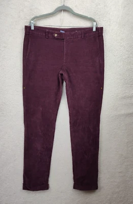 Samuelsohn Men Pants 38Reg Burgundy Cotton Blend Straight Leg Corduroy Trousers - Image 1 of 4