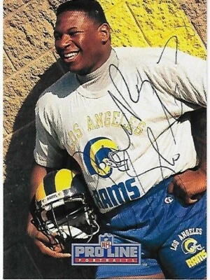 1991 Pro Line Portraits Jackie Slater Los Angeles Rams Signed Football card Mint - Image 1 of 2
