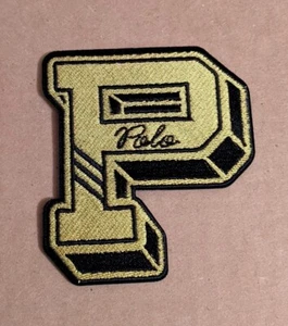 Gold/Black POLO Ralph Lauren Letterman P Stick-On Embroidered Patch BRAND NEW - Picture 1 of 7